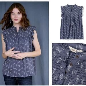 Matilda Jane Blue Cottagecore Peasant Prairie Flutter Sleeve Jenna Top